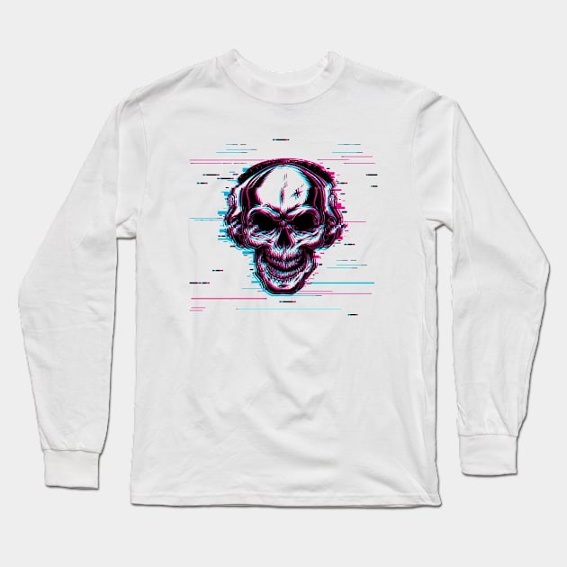 Glitch Skull Long Sleeve T-Shirt by Cartel